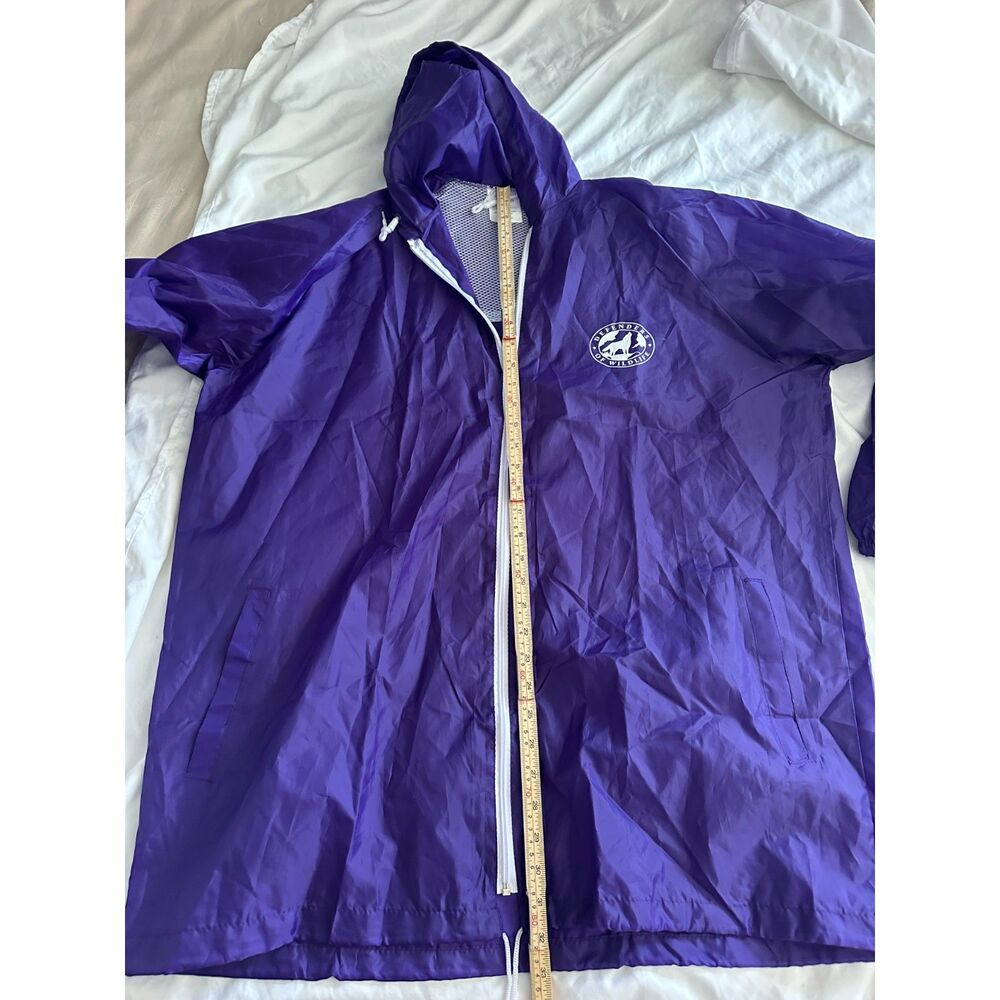 Purple Hooded Windbreaker Rain Jacket Full Zip One Size Lightweight - Picture 4 of 6